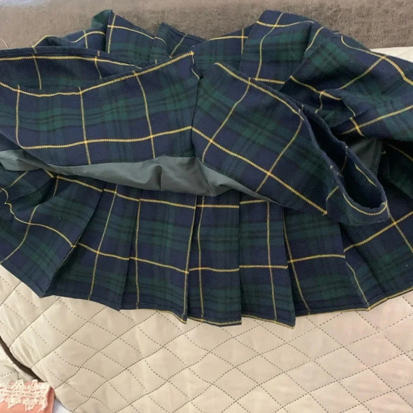 Aay ou ag brand blue green plaid, pleated, skater, School Girl, Skort, xsmall - Picture 7 of 8